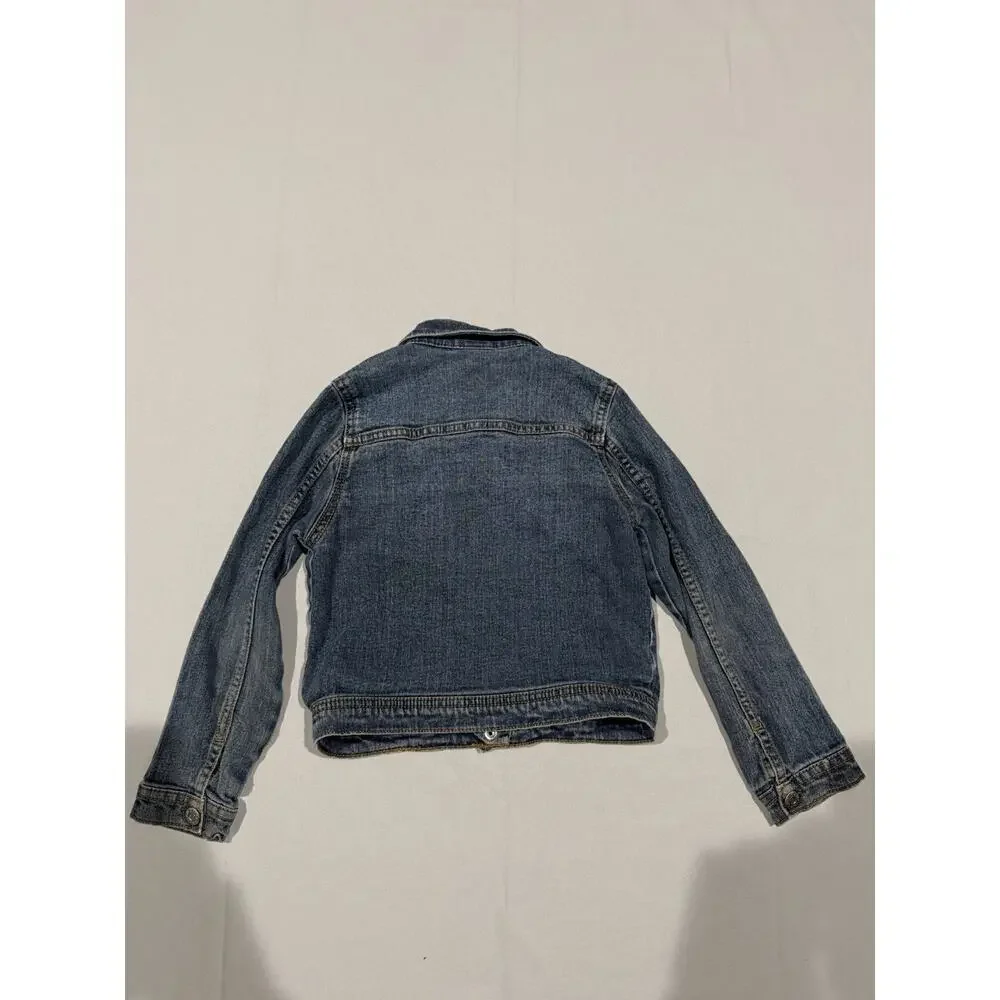 Arizona Jeans Girls Blue Denim Jacket 6 Button Front Pockets Short Long Sleeve